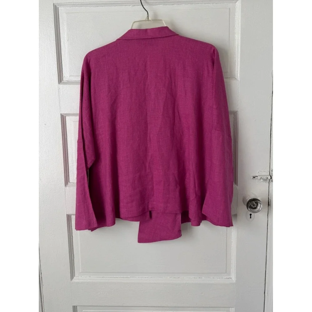 Itemz Chris‎ Baumgartner Fuchsia Linen Shirt Asymmetrical Lagenlook Art to Wear